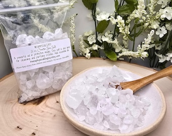 Sal marina blanca gruesa: cristales limpiadores y purificadores (bolsa resellable de 85 g)
