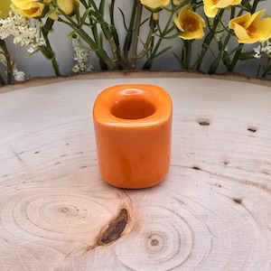 Orange Ceramic Chime Candle Holder: For .5 inch Diameter Candles, Mini Ritual Spell Altar