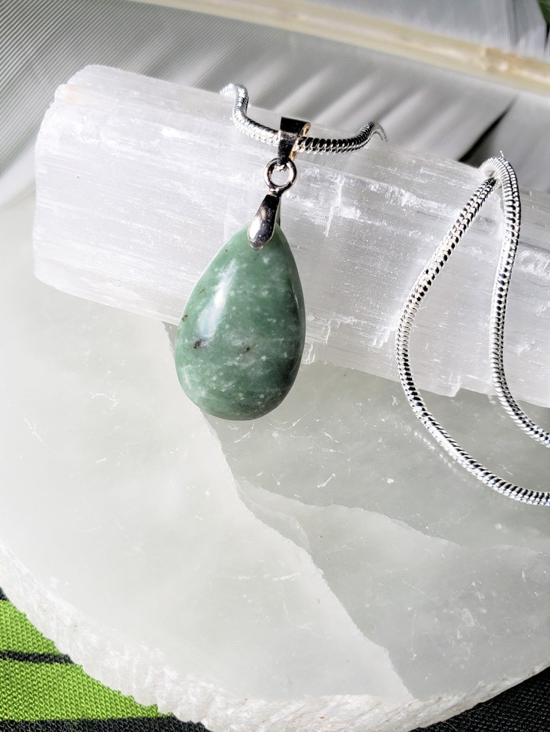 Natural Jade Teardrop Pendant Necklace 16 18 or Etsy