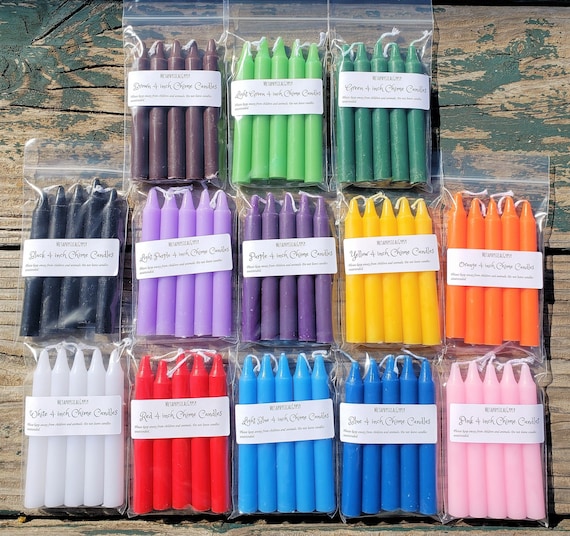 Unscented .5 inch Diameter Chime Candles: 4 Inch Height  for Spells, Rituals, Prayers - (5-pack)