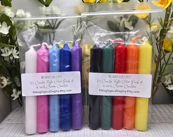 4 Inch Chime Candles: .5 inch Diameter, 10 Color Spell Candle Set, Ritual Altar