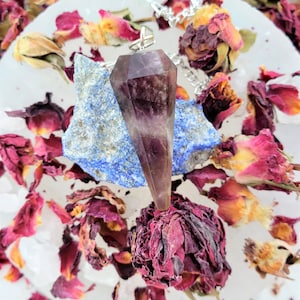Natural Amethyst Point Pendulum: 6-Sided Gemstone Divination Tool
