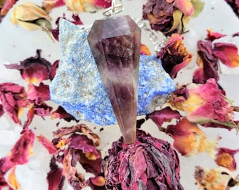 Natural Amethyst Cone Pendulum, Point Pendulum Multi Faceted Natural Stone Gemstone Pendulum Crystal Healing Crystal Divination Tools Purple