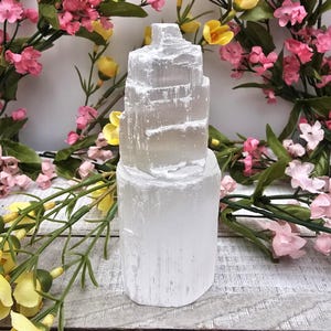 4 inch Selenite Tower - Raw Selenite / Crystal Tower / Altar Supplies / Selenite Cleansing / Selenite Charging / Removes Energy Blocks