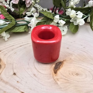 Red Ceramic Chime Candle Holder: For .5 inch Diameter Candles, Ritual Spell Altar Decor