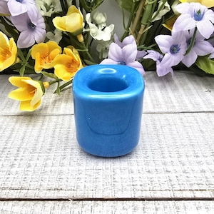 Light Blue Ceramic Chime Candle Holder: For .5 inch Diameter Candles, Mini Ritual Spell