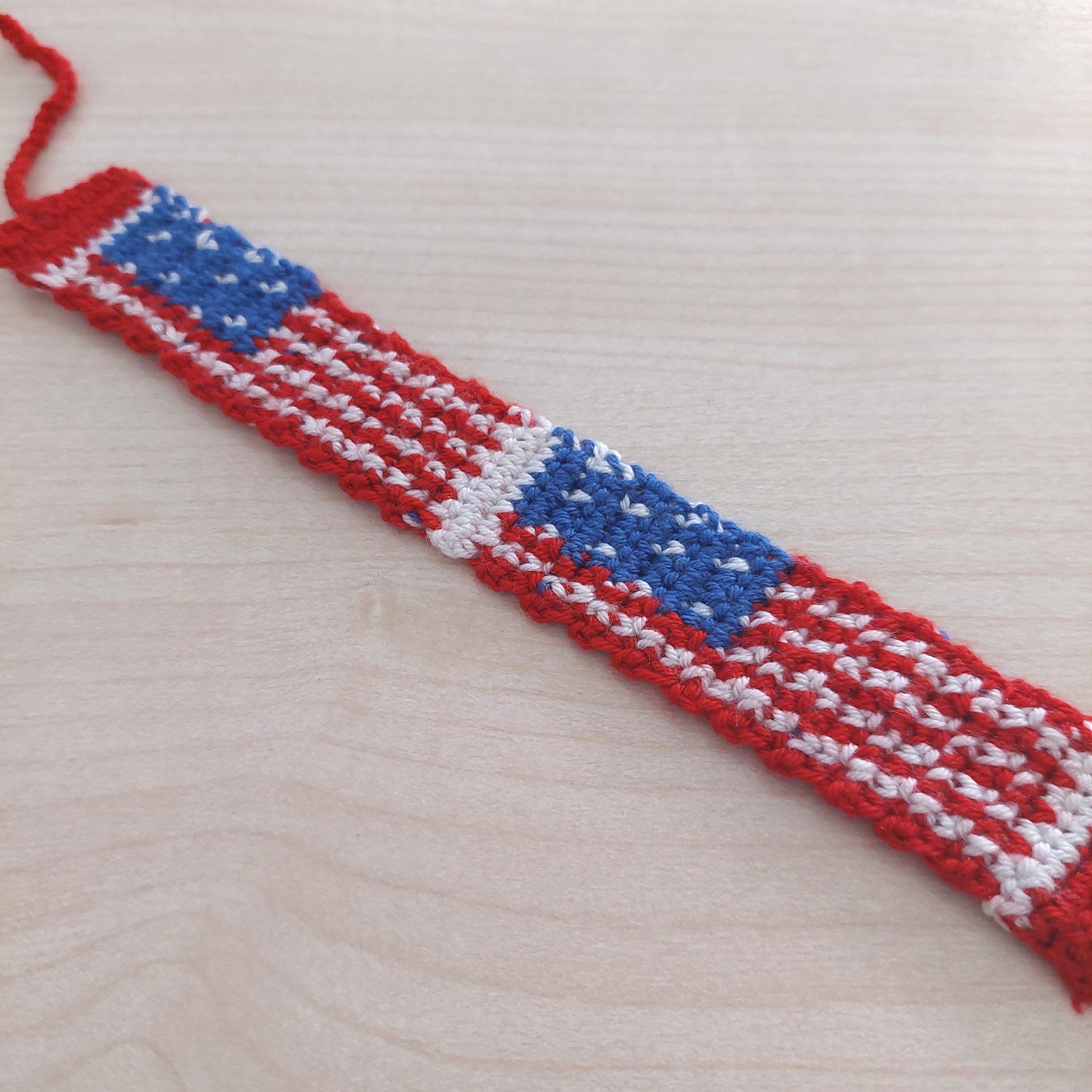 Crochet American Flag Bracelet Pattern USA Bracelet PDF Etsy