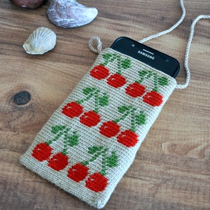 Cherry Crochet Phone Bag Pattern,PDF,Crossbody phone bag,Phone accessories,Crochet accessories,Phone carrier,Unique gifts,Mothers day gift