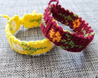 Daisy crochet bracelet pattern,Friendship bracelet,PDF,Crochet accessories,Crochet unique gift idea,Woven bracelet,Mom gift,Mothers day gift