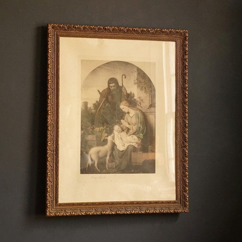 Antique Religious Print 'the Holy Family' Swedish Etsy