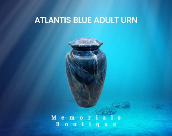 Blue Ocean Cremation Urn, Urns for Human Ashes, Adult Urn for Ashes, Funeral Urn, Modern Style