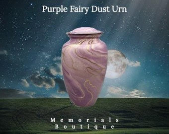 Purple Fairy Dust Cremation Urn/ Full Size Adult Urn/ Human Ashes/ Aluminum Funeral Urn/ Modern Style Urn/ Large Urn/ Urn for Mom/ Unique