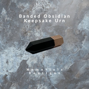 Banded Obsidian Cremation Urn, Urns For Human Ashes, Keepsake Crystal Urn, Tiny Urn For Ashes, Small Black Urn, Unique Mini Cremation Urn