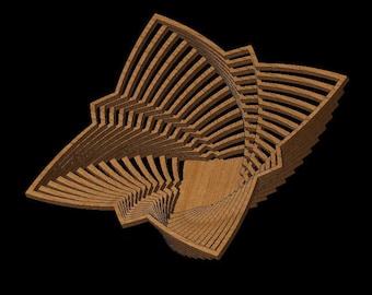 Design #019 Scroll Saw Fretwork Twist Bowl/Basket Centerpiece Cut Files for GLOWFORGE / LASER / SCROLLSAW .dxf .svg .eps .pdf .png