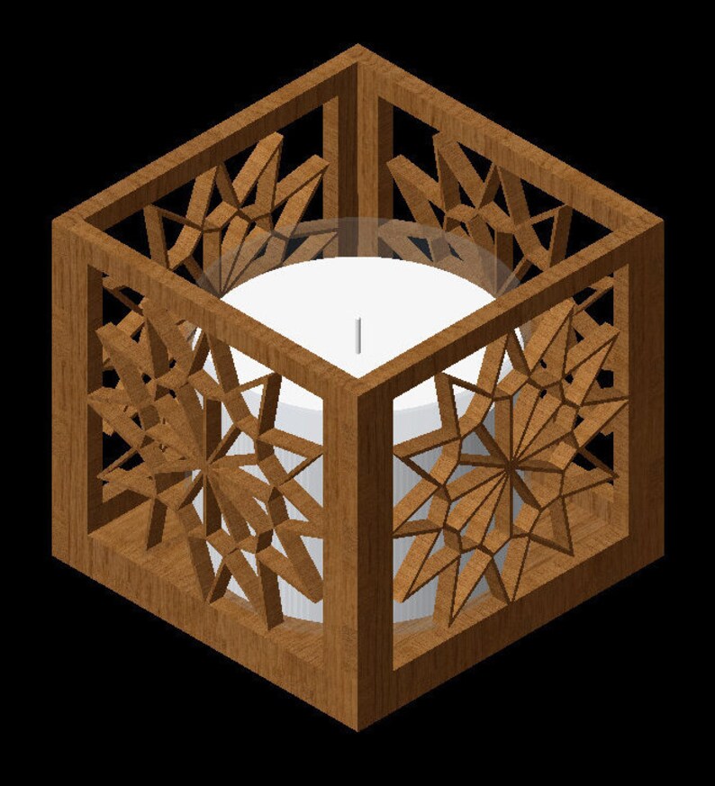 Design 072 5X5X5 Centerpiece Candle Holder/light Box Cut Etsy