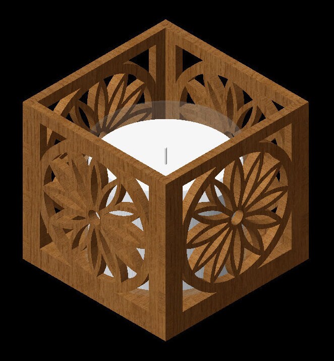 Design #038 5X5X5 Centerpiece Candle Holder/light Box Cut