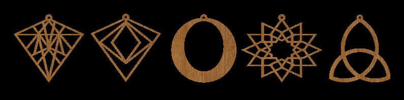 Charm Pendant Jewelry Cut Files for GLOWFORGE CNC LASER .dxf .svg .eps .jpg .pdf .png Design #501-525 Earrings Necklace