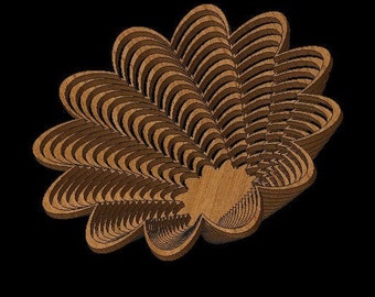 Design #012 Dekupiersäge Laubsägearbeit Twist Schale/Korb Herzstück geschnitten Dateien für GLOWFORGE / LASER / SCROLLSAW .dxf .svg. eps .pdf .png