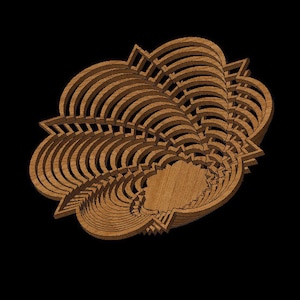 Design 001 Scroll Saw Fretwork Twist Bowl/Basket Centerpiece Cut Files for GLOWFORGE / LASER / SCROLLSAW .dxf .svg .eps .pdf .png image 1