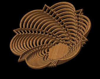 Diseño #001 Sierra de calado Fretwork Twist Bowl/Canasta Centro de mesa Archivos de corte para GLOWFORGE / LASER / SCROLLSAW .dxf .svg .eps .pdf .png