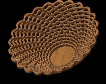 Design #008 Scroll Saw Fretwork Twist Bowl/Basket Centerpiece Cut Files for GLOWFORGE / LASER / SCROLLSAW .dxf .svg .eps .pdf .png