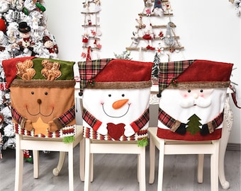 Chair Back Cover for Christmas Dinner Printed Seat Cover New Year Party Supplies