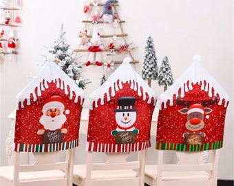 Christmas Hat Chair Covers Xmas Table Dinner Chair Back Covers Xmas Party Dec NV