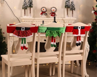 Christmas Hat Chair Covers Xmas Table Dinner Chair Back Covers Xmas Party Dec NV