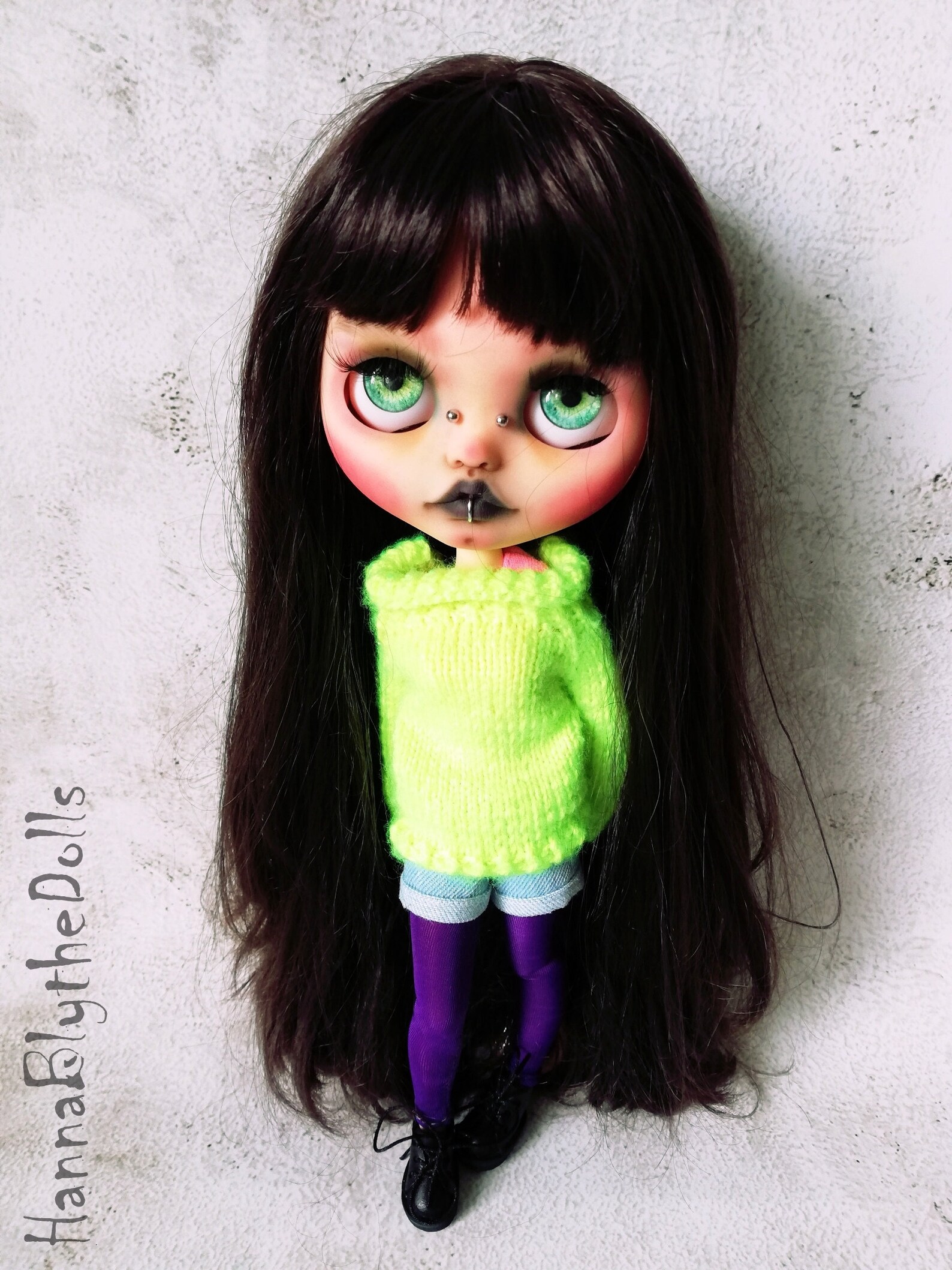 Sold Blythe custom doll with teeth Nika natural skintone dark Etsy