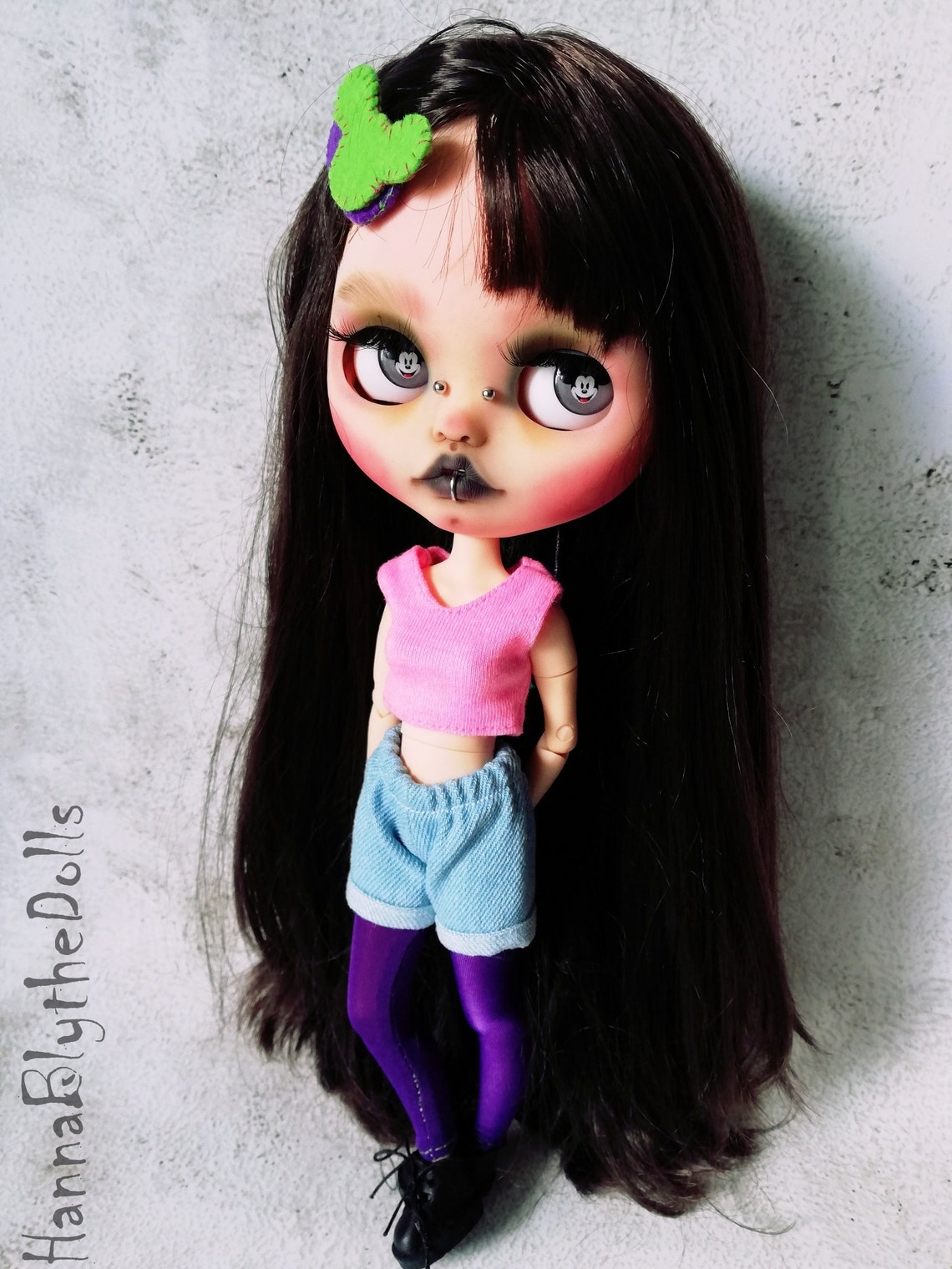 Sold Blythe custom doll with teeth Nika natural skintone dark Etsy