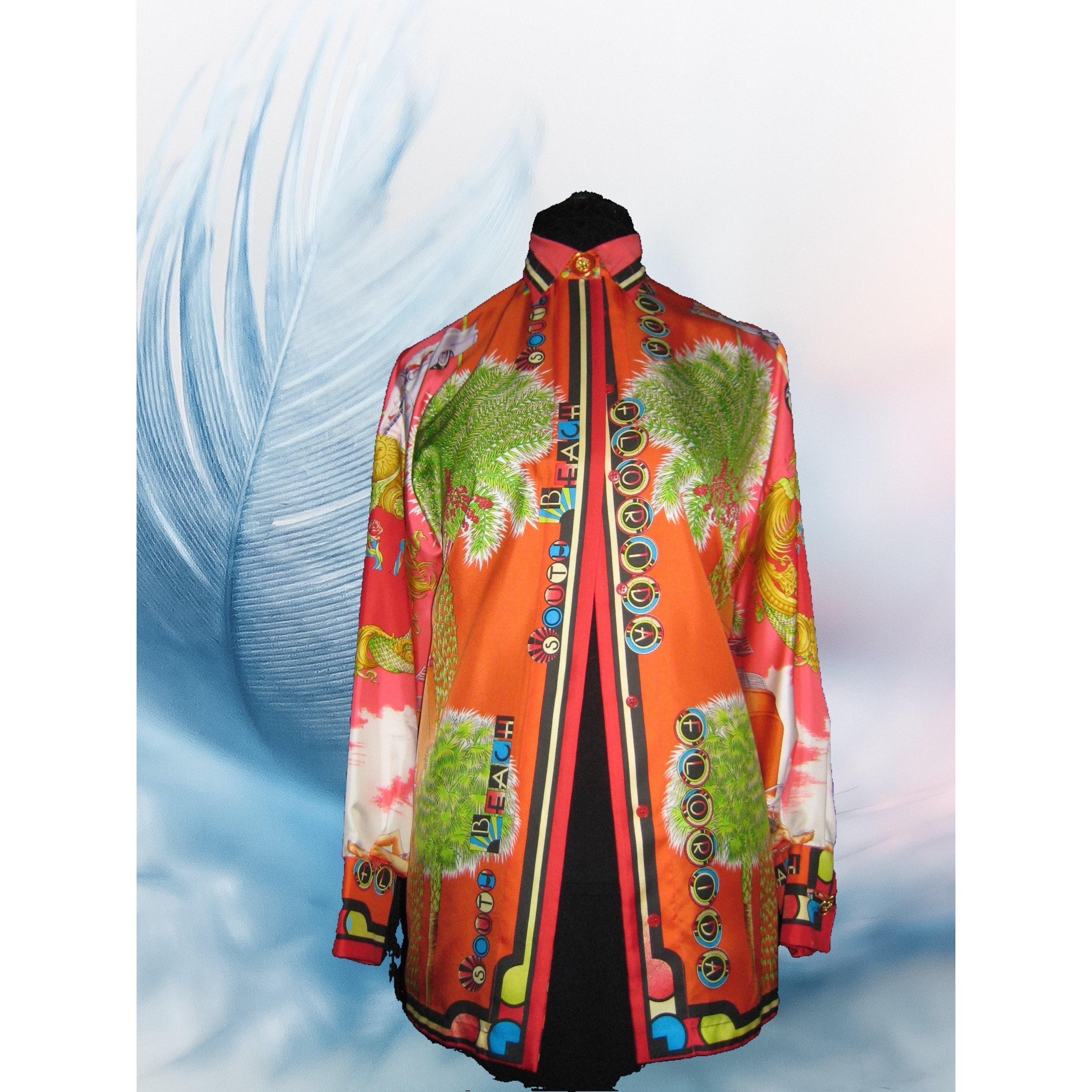 Versace Versace E Maschere Silk Bowling Shirt - Stylemyle