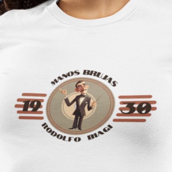 Tango Maestro Rodolfo Biagi Caricature Album Unisex T-Shirt | Unisex Jersey Short Sleeve Tee | 2Merchants | DBC-00001