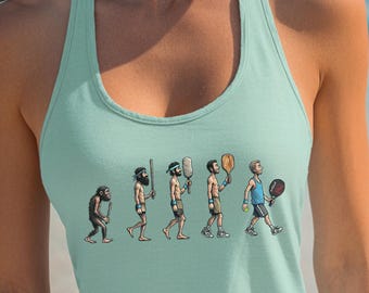 Evolution of Pickleball Womens Racerback Tank Top | Funny Pickleball Tank | Athletic Workout Top | Pickleball Gift for Women | History