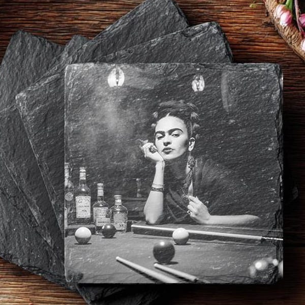 Frida Kahlo 4 x 4 Slate Coasters - Unique One of A Kind Frida Kahlo Artwork - Laser Engraved Art - Drinkware - 2Merchants