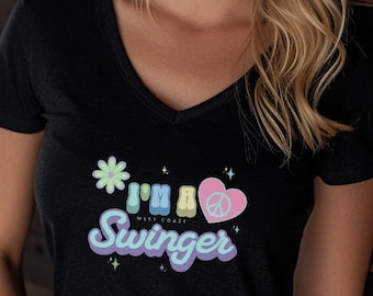 Colorful West Coast Swing Dance Shirt | West Coast Swinge Dance | Cute and Funny Shirt | From A Distance It Reads I'm A Swinger | 2Merchants