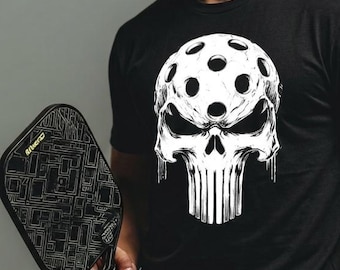 Pickleball Skull Performance TShirt | Predator Style Pickleball Graphic Tee | 2Merchants