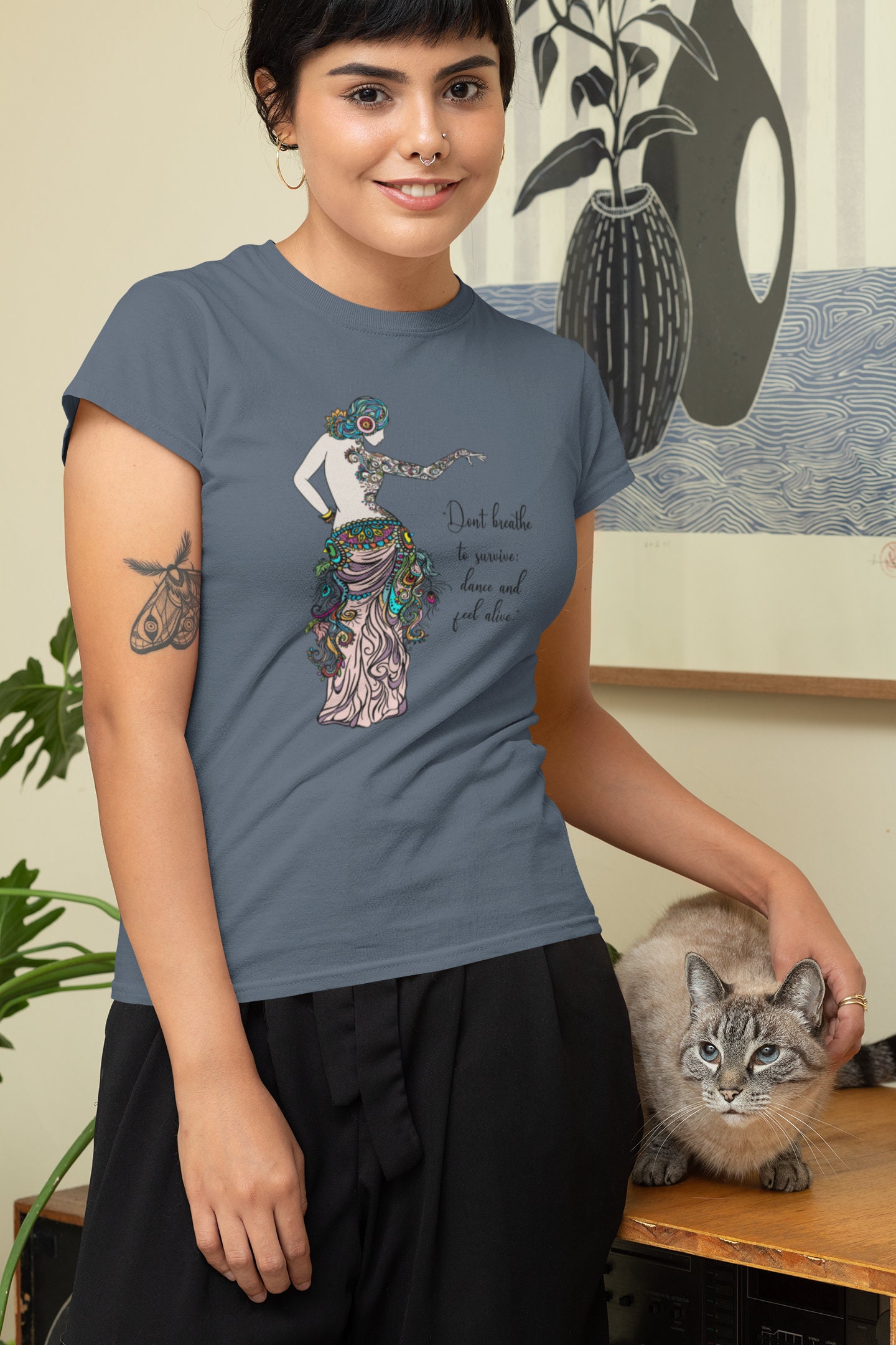 Colorful Belly Dancing Graphic T-shirt Dont Breath to Survive Dance and ...
