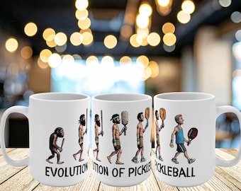Evolution of Pickleball Mug – Funny Pickleball Lover Gift, 15oz Ceramic Coffee Cup |Funny Gift for Pickleball Enthusiasts