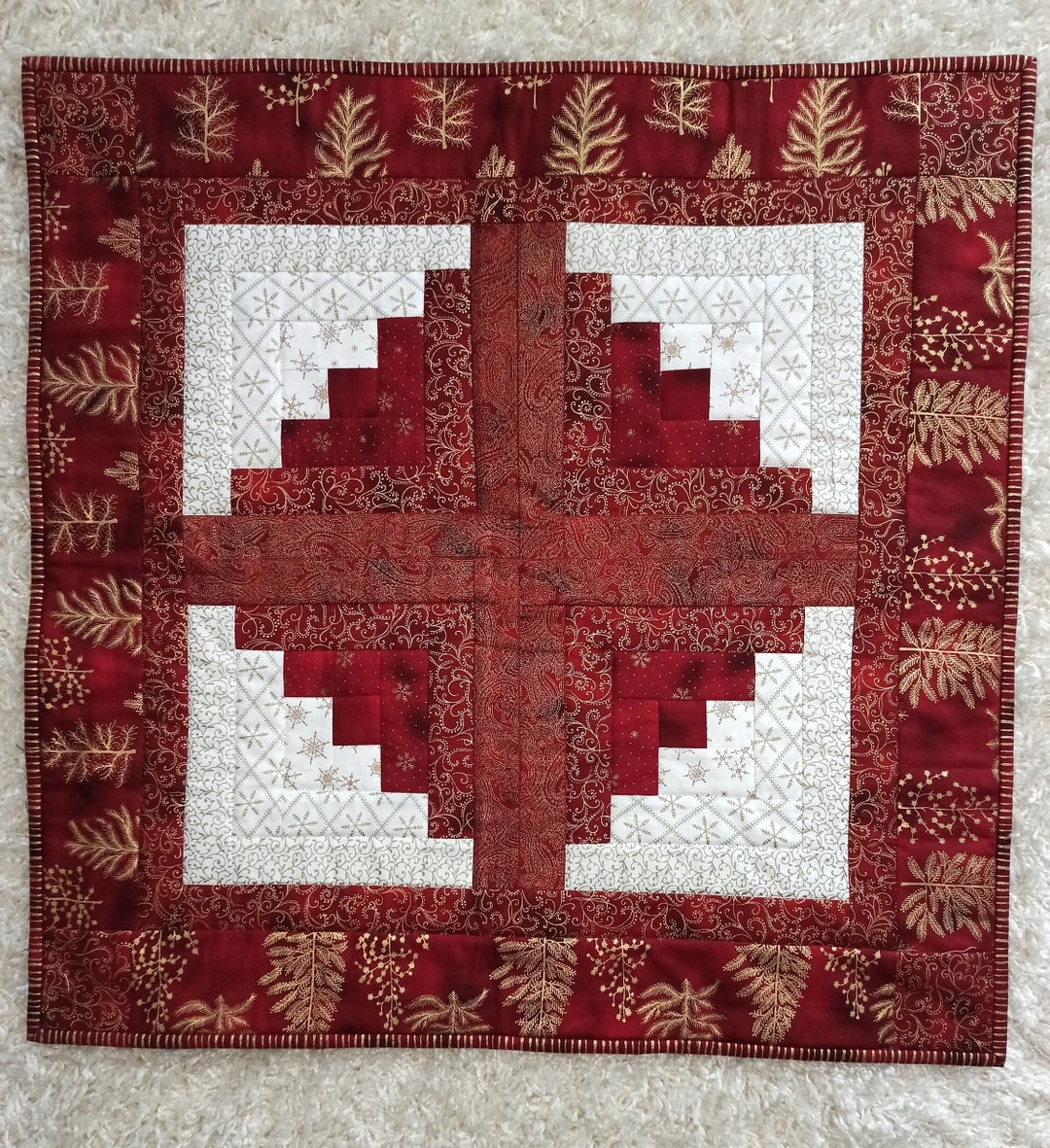 Quilted Christmas Table Mat/topper Stunning Unique Handmade Etsy UK