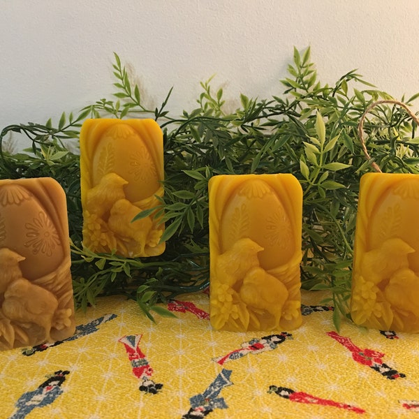 Beeswax Chicks with Egg Spring Block