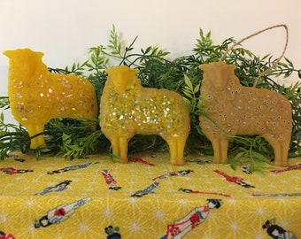 Beeswax Woolly Sheep with Glass or Beads