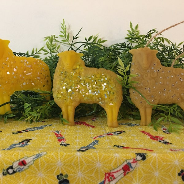 Beeswax Woolly Sheep with Glass or Beads