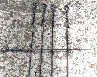 Set of 5 Medieval Style Hand-Forged Roasting Sticks – Blacksmith Made Steel Grill Skewers