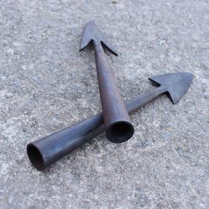 Hand Forged Medieval Harpoon Spear Tip Set Of 2 Arrow Heads.  Best For Outdoor Camping Tool.