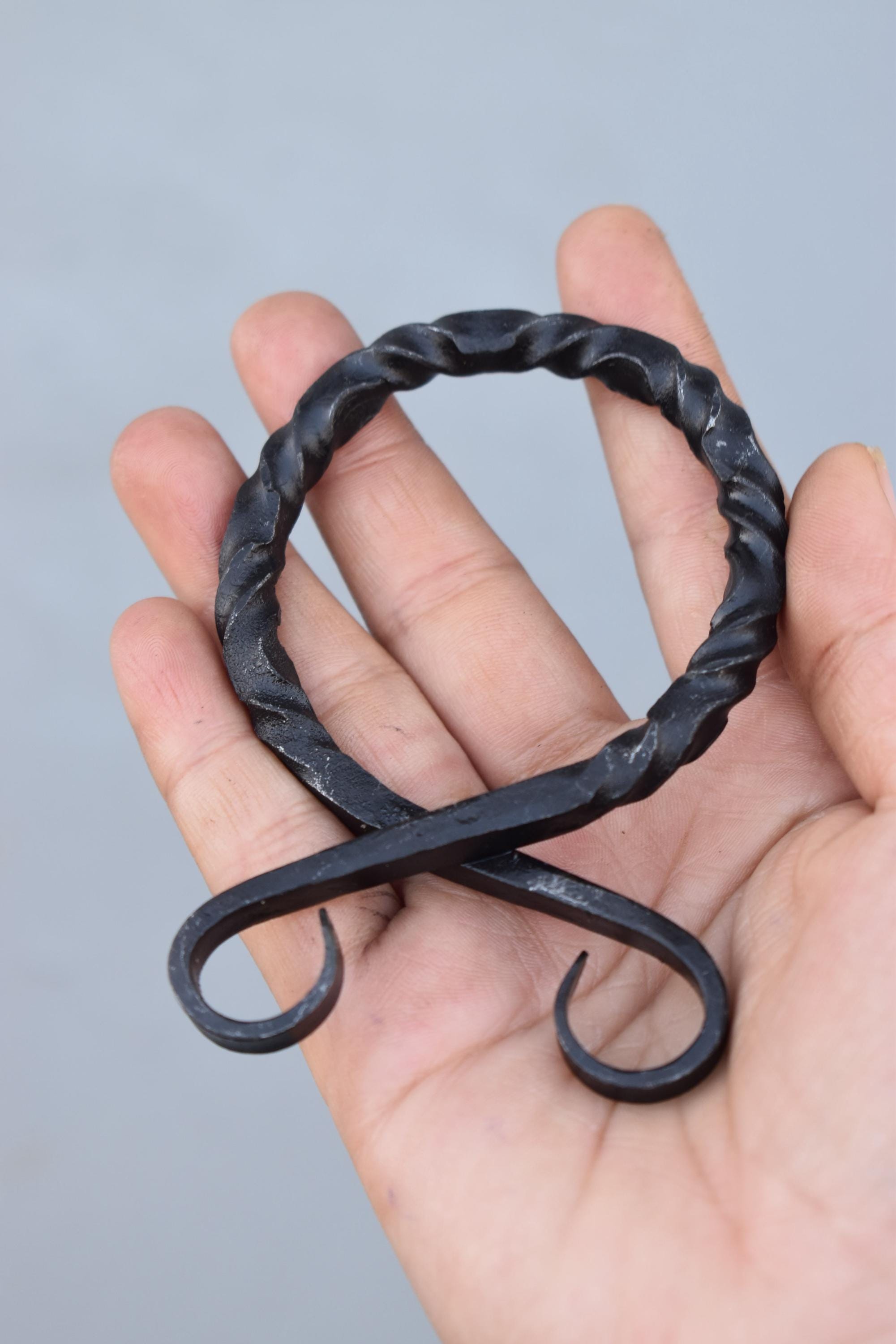 Hand Forged Medieval Iron Twisted Troll Cross Belt Buckle.