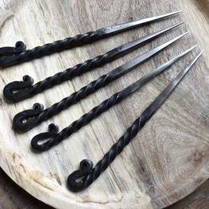 Hand Forged Half Twisted Viking Eating Spike Set Of 5
