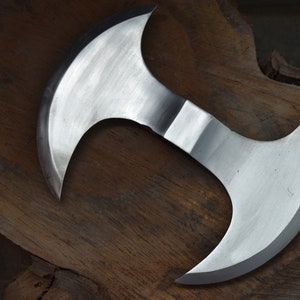 Medieval Hand forged  Double Edged Viking Axe, Twin Blade, Battle Axe, Camping, Survival, Outdoors, Wood Copping Axes Etc.