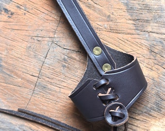 Medieval Adjustable Leather. Viking Drinking Horn Leather Holder. Medieval Viking Belt Attachment/Leather Horn Holster.