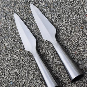 Hand-Forged Medieval Jawline Spearhead - 8 Inches Polished Spearhead. Best For Outdoor Camping.