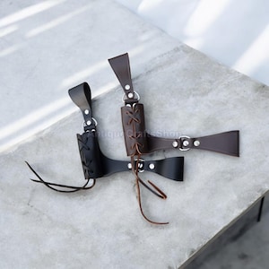 Medieval  Raven Renaissance Blade Sword Frog Leather With Steel Rivets. Best Gift For men & Women.